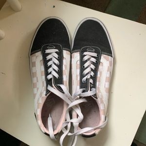 Pink and black checkered Vans, Like New, women’s size 8